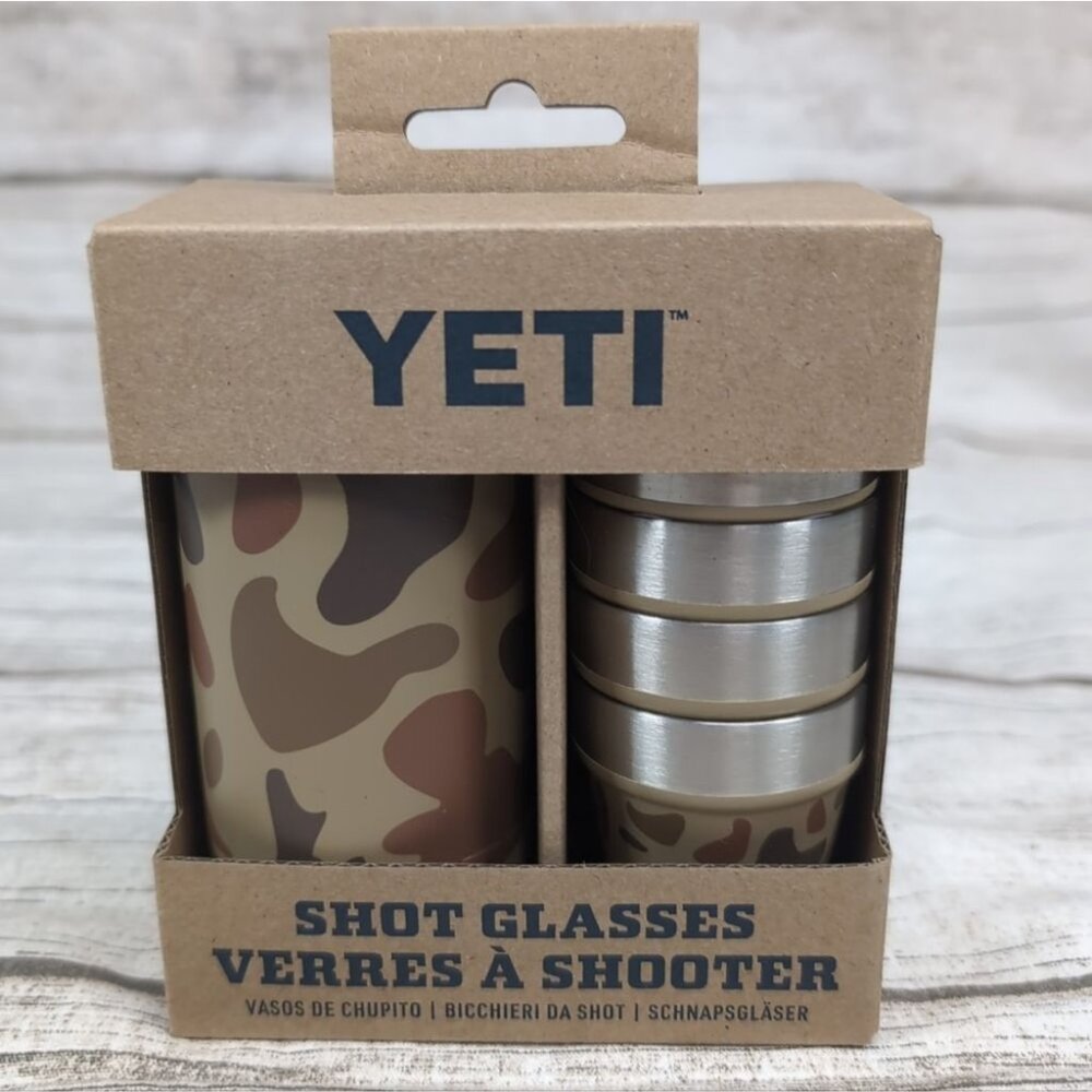Yeti Wetlands Camo Shotglasses And Case Brand New
